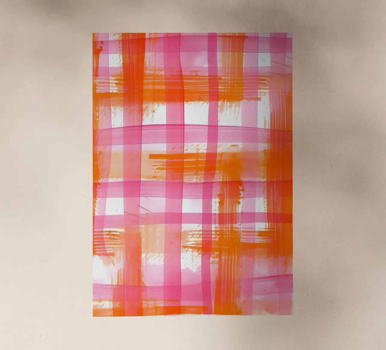 Rosa Arancione Gingham Astratto Geometrico Pop Art Griglia pellicola backlit da NorwesClub