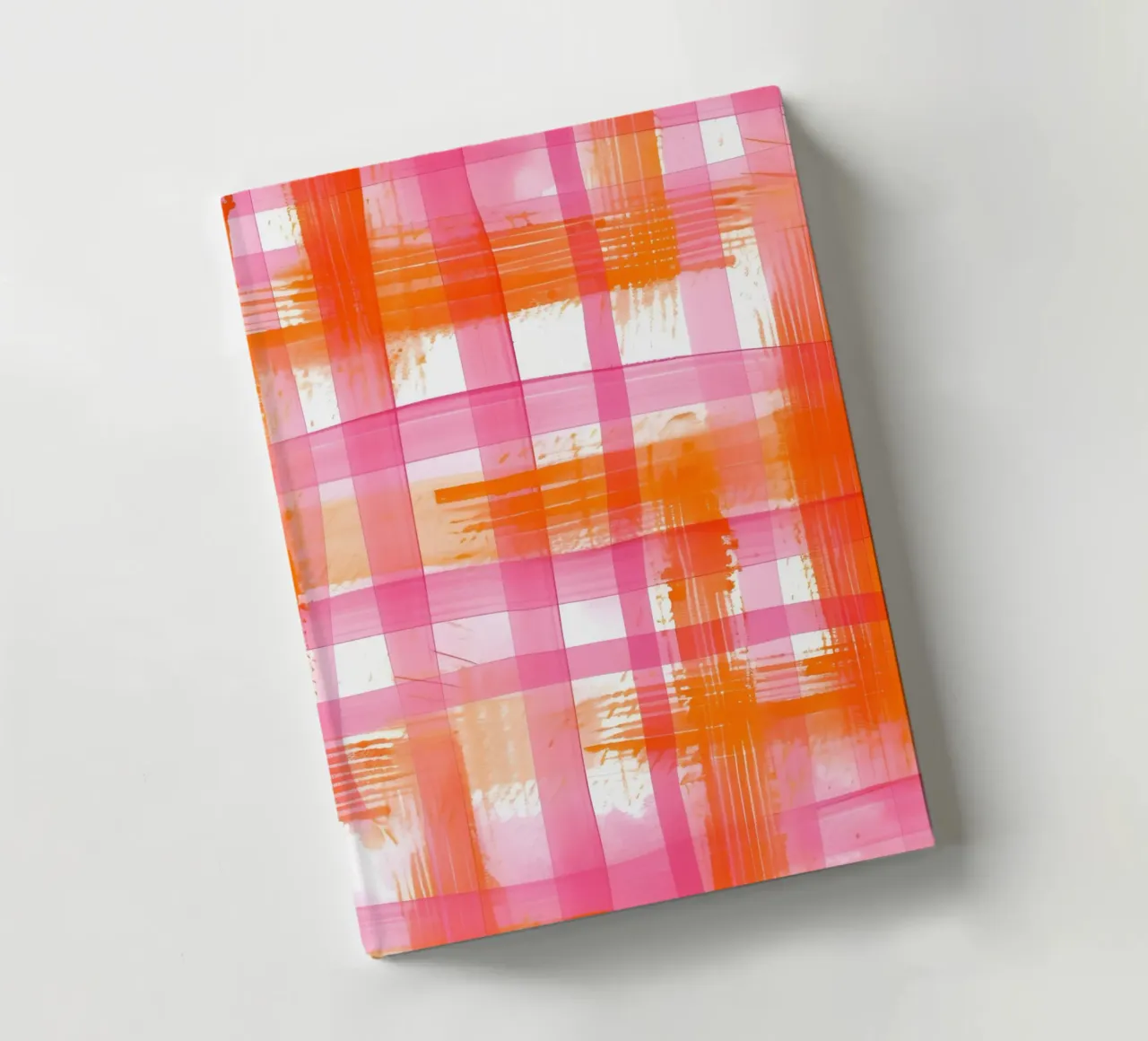 Pink Orange Gingham Abstract Geometric Pop Art Grid notebook by NorwesClub