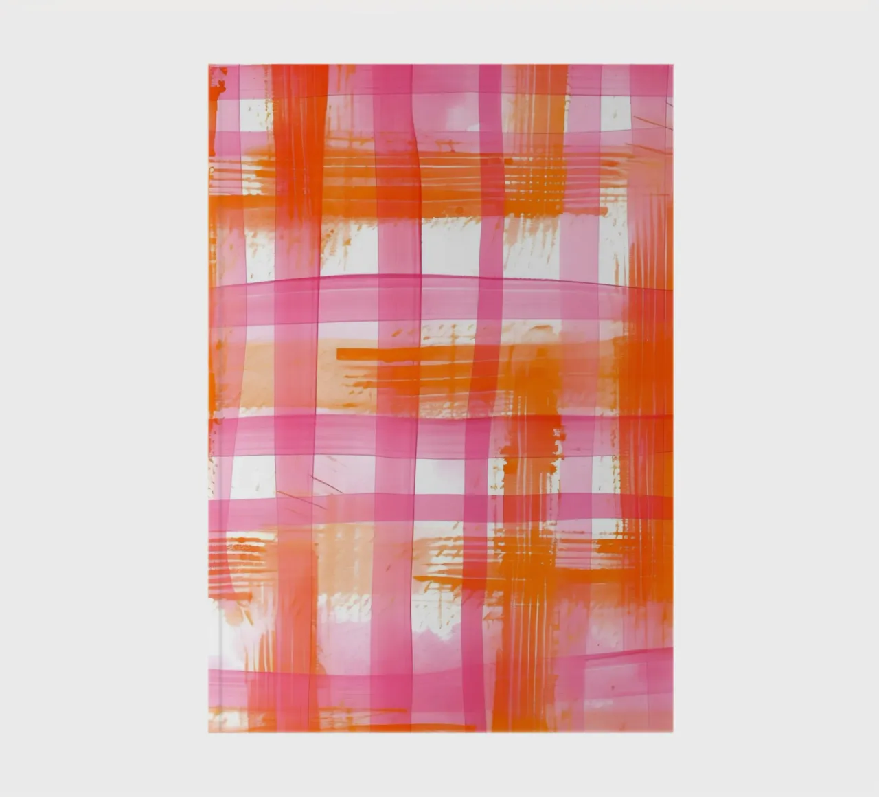 Pink Orange Gingham Abstract Geometric Pop Art Grid notebook by NorwesClub