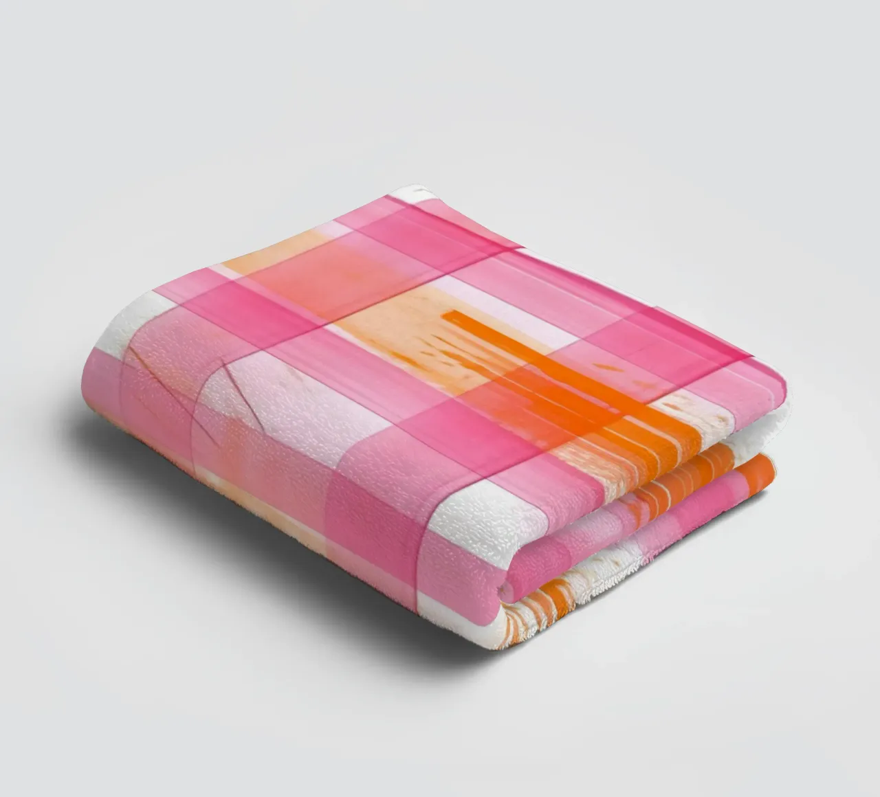 Pink Orange Gingham Abstract Geometric Pop Art Grid towel by NorwesClub