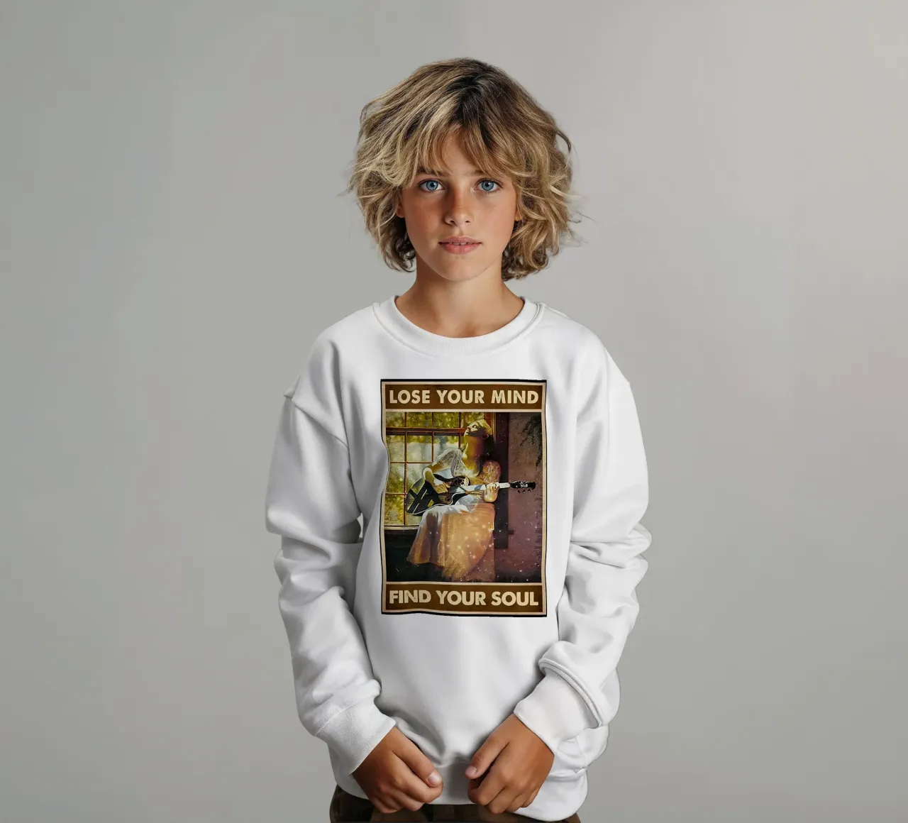 Ragazza suona la chitarra felpa bambino da Aaronshop