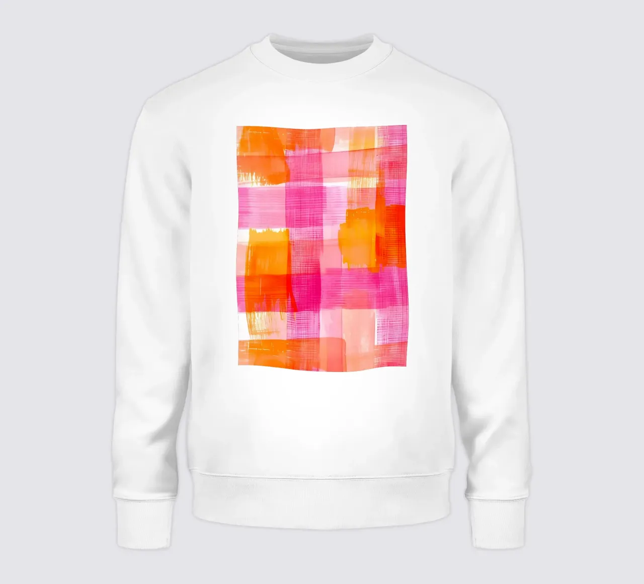 Roze Oranje Abstract Geruite Geometrische Pop Art Print sweatshirt van NorwesClub