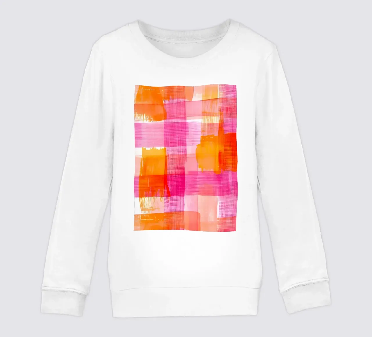 Stampa pop d'arte geometrica astratta a scacchi rosa-arancio felpa bambino da NorwesClub