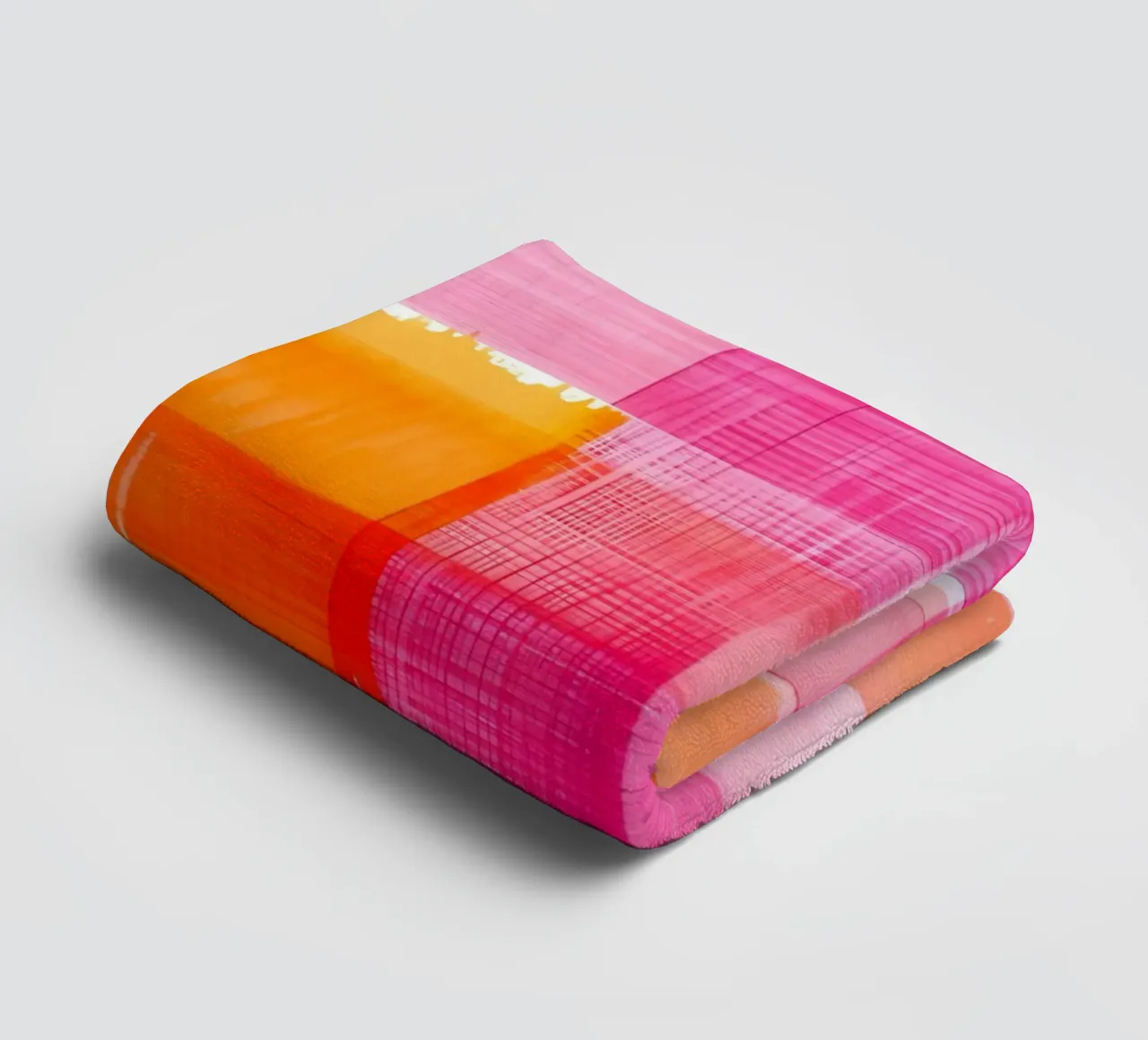 Stampa pop d'arte geometrica astratta a scacchi rosa-arancio asciugamano da bagno da NorwesClub
