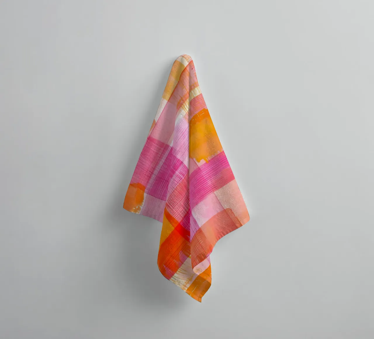 Stampa pop d'arte geometrica astratta a scacchi rosa-arancio asciugamano da bagno da NorwesClub