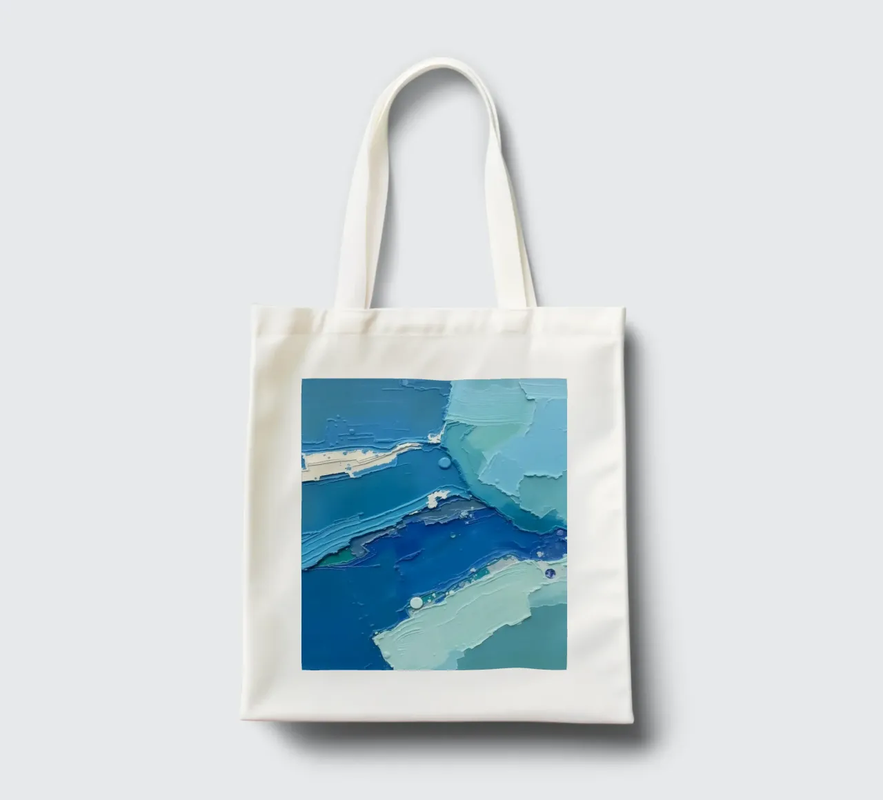 Pittura astratta colorata di colore blu con strati di texture borsa in juta da DesignDoodle