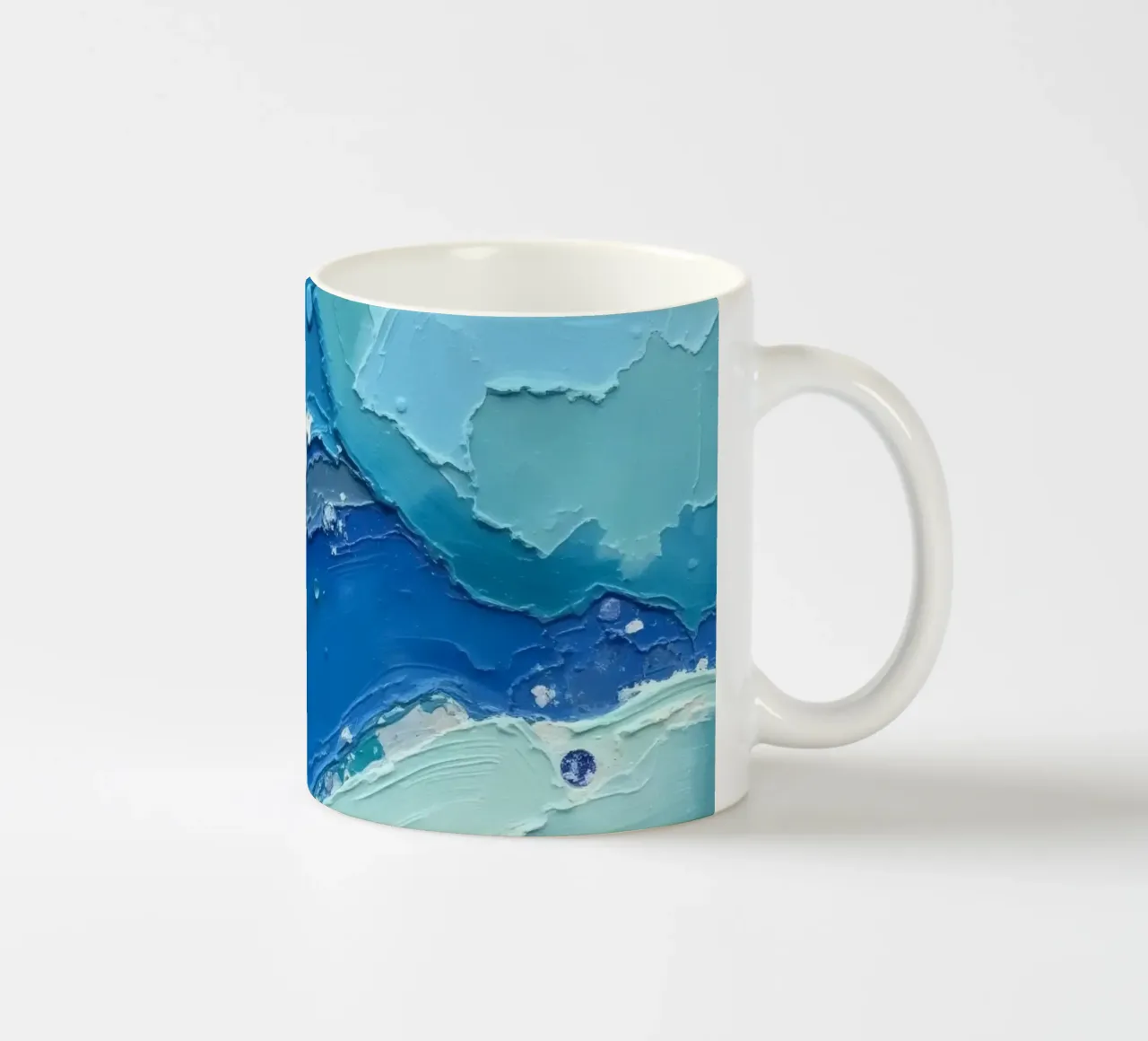 Pittura astratta colorata di colore blu con strati di texture tazza in ceramica da DesignDoodle