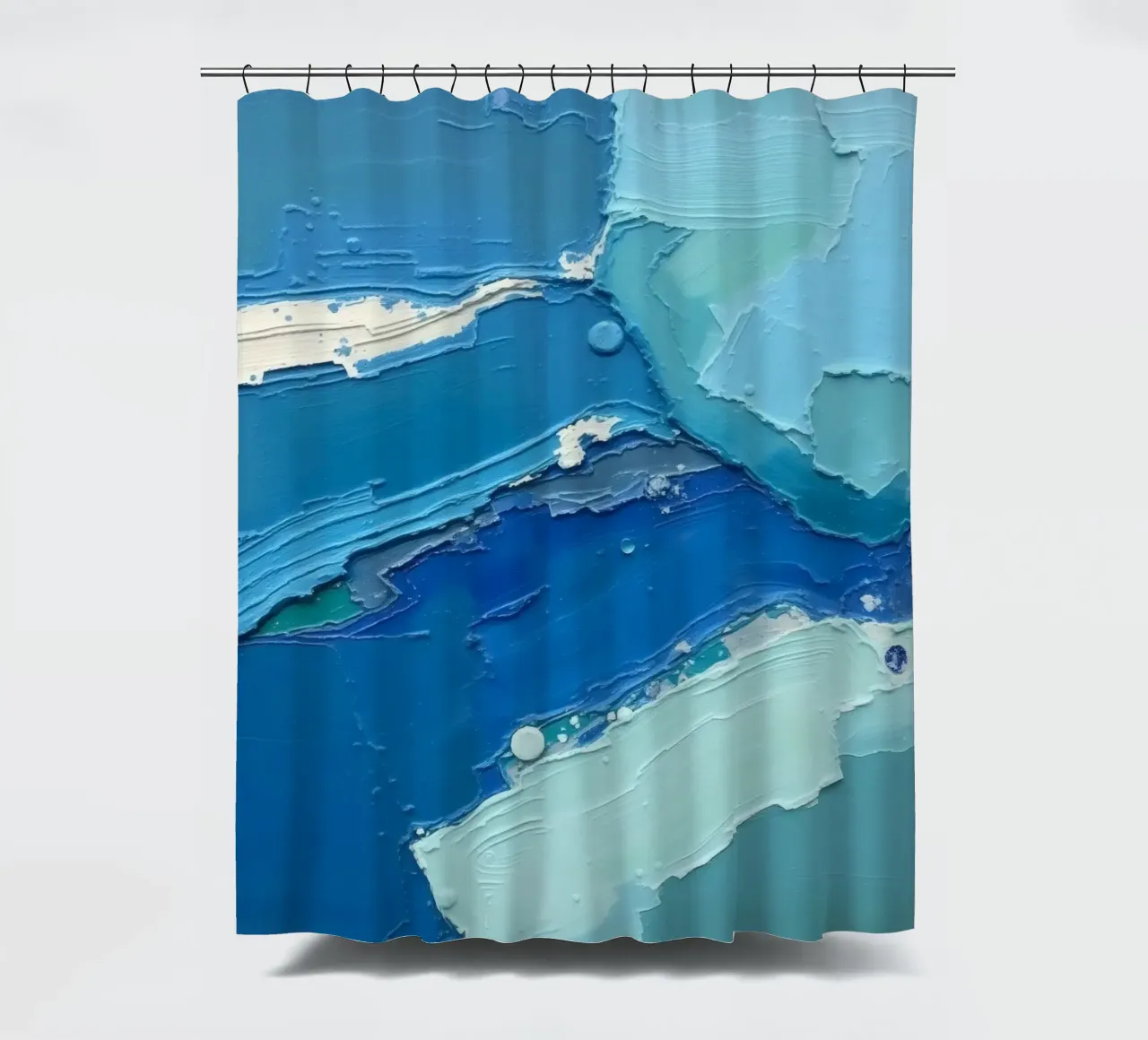 Pittura astratta colorata di colore blu con strati di texture tenda da doccia da DesignDoodle