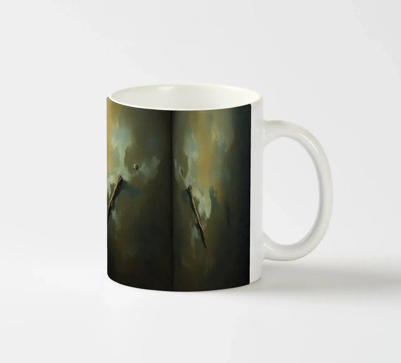 Stanza buia con illuminazione astratta e silhouette di uccelli tazza in ceramica da DesignDoodle