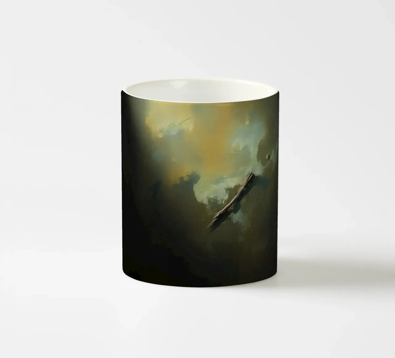 Stanza buia con illuminazione astratta e silhouette di uccelli tazza in ceramica da DesignDoodle