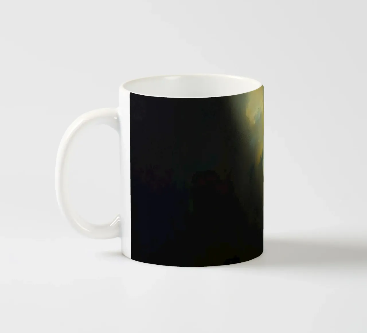 Stanza buia con illuminazione astratta e silhouette di uccelli tazza in ceramica da DesignDoodle