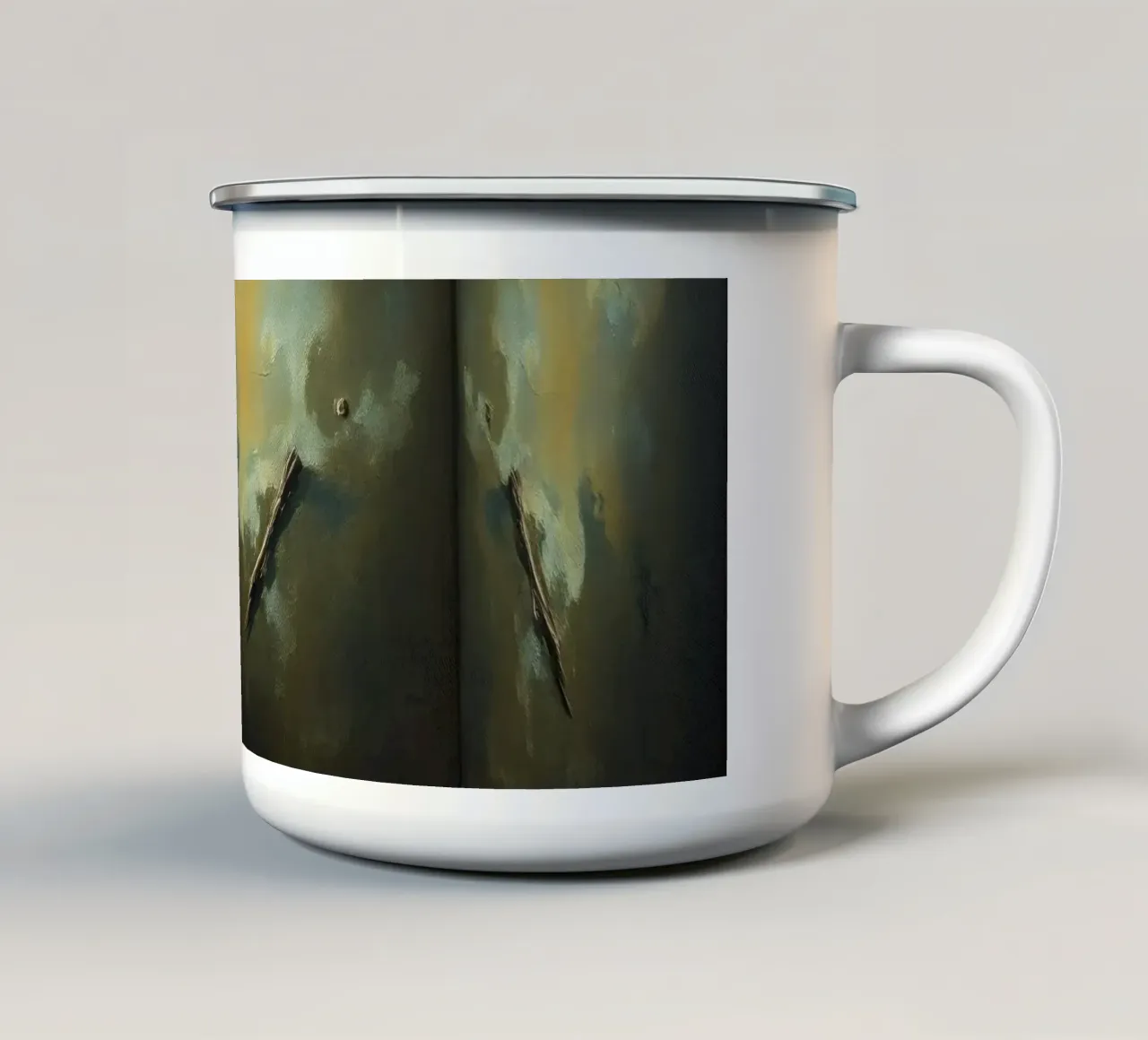 Stanza buia con illuminazione astratta e silhouette di uccelli tazza in smalto da DesignDoodle