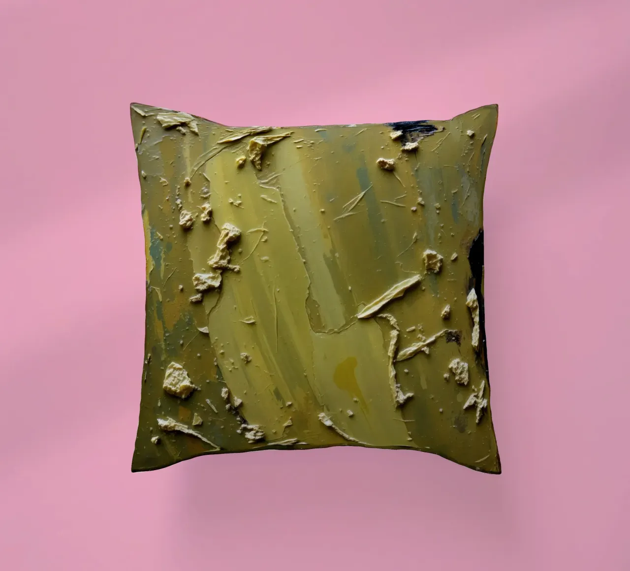 Unique abstract painting featuring textured surface decorative cushion by DesignDoodle