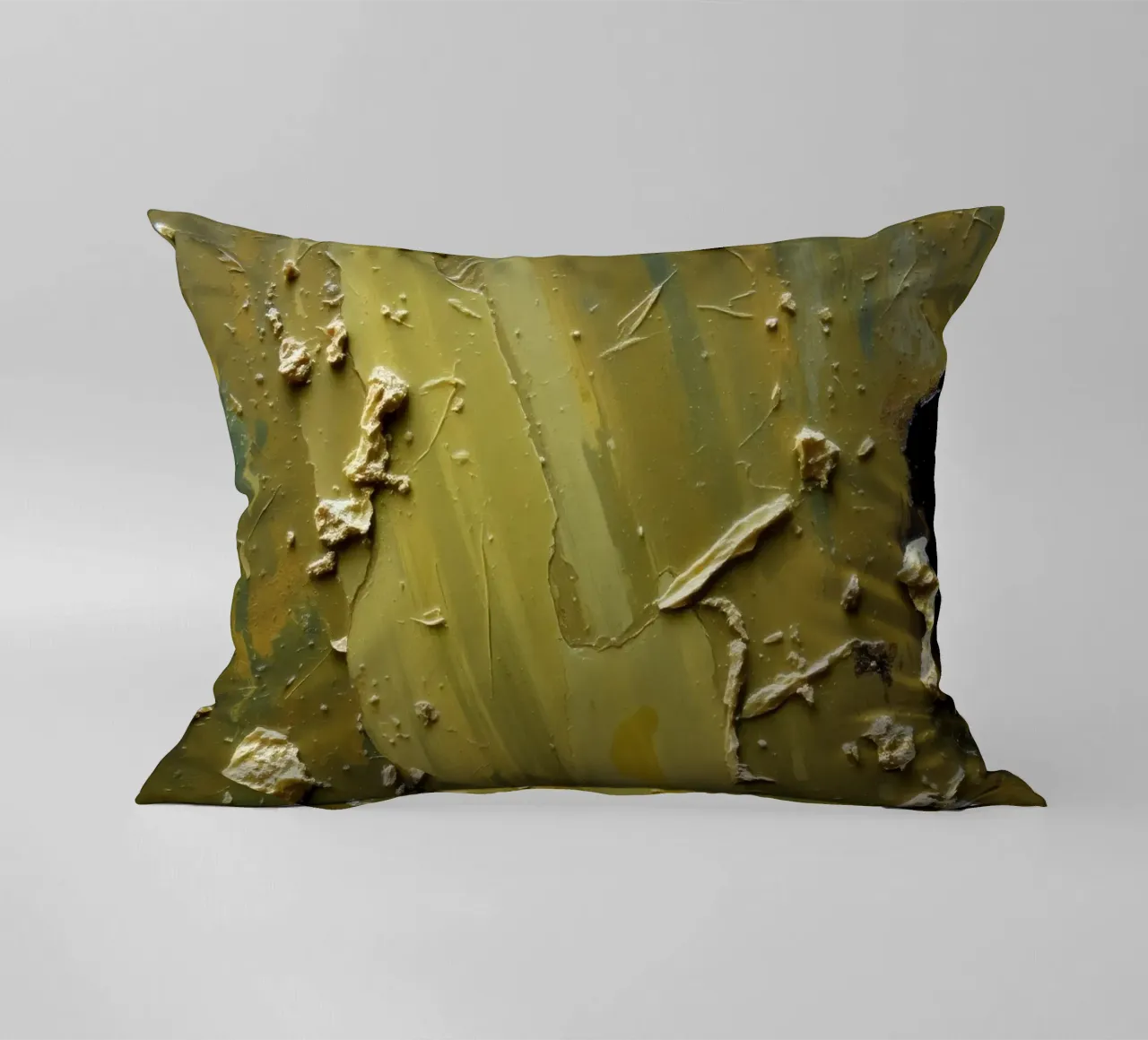 Unique abstract painting featuring textured surface decorative cushion by DesignDoodle
