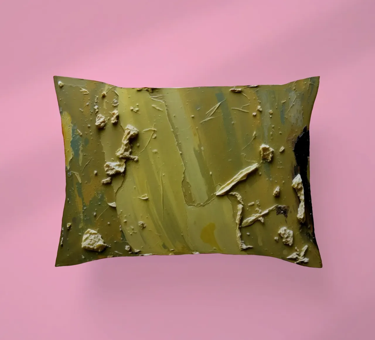 Unique abstract painting featuring textured surface decorative cushion by DesignDoodle