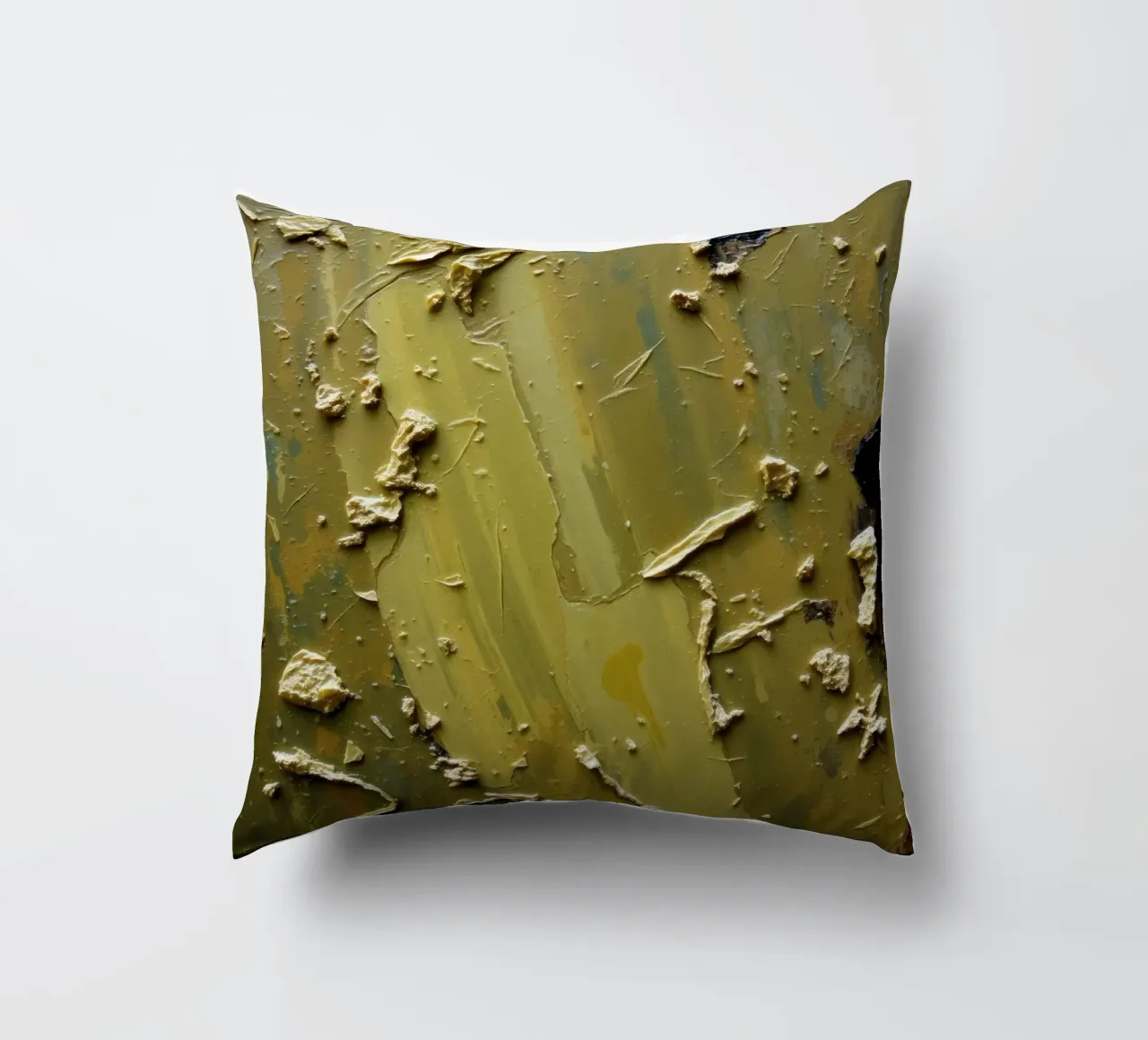 Unique abstract painting featuring textured surface decorative cushion by DesignDoodle