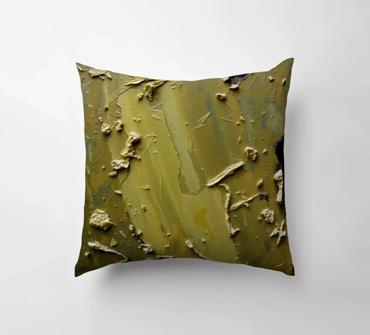 Unique abstract painting featuring textured surface decorative cushion by DesignDoodle