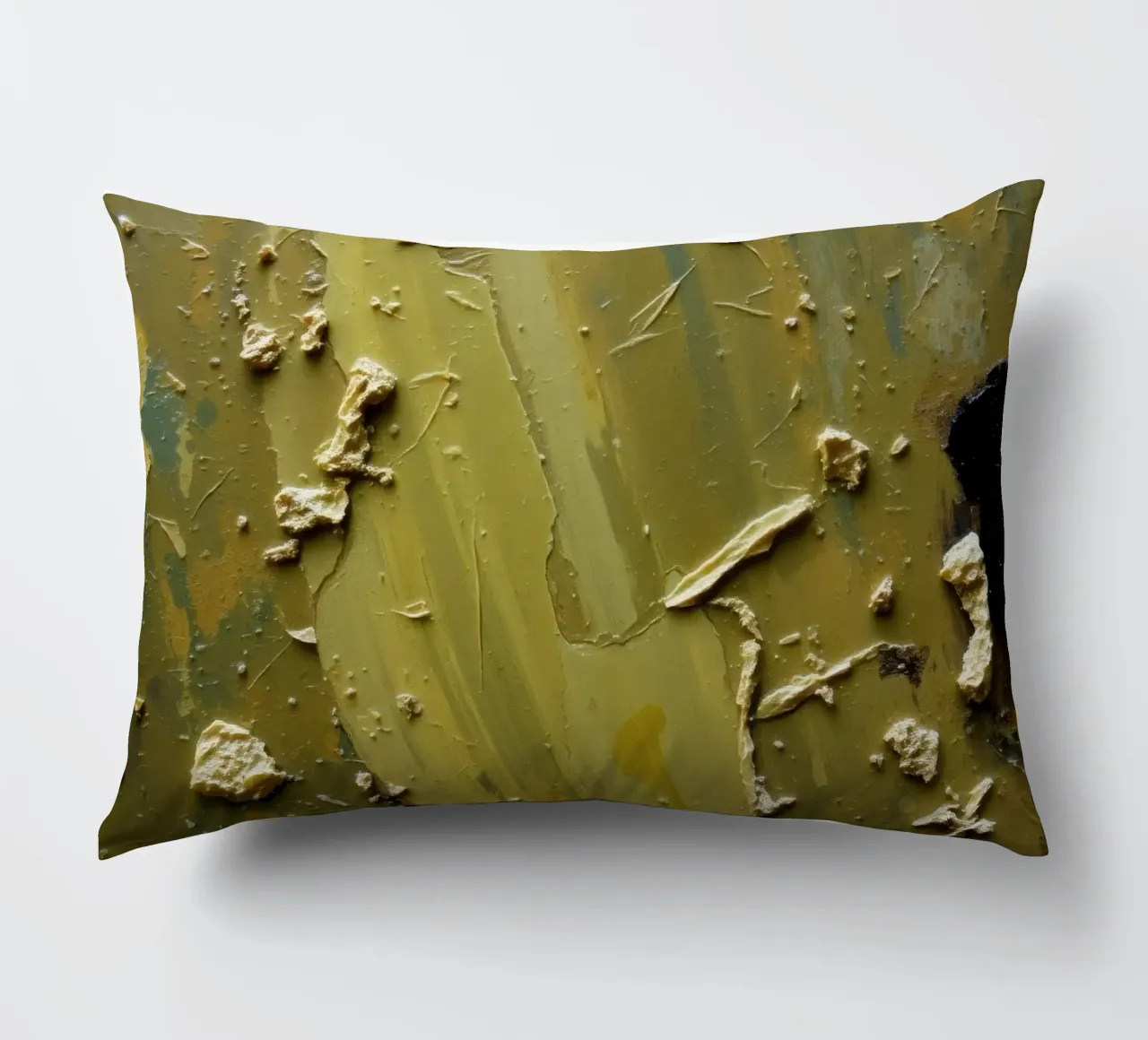 Unique abstract painting featuring textured surface decorative cushion by DesignDoodle
