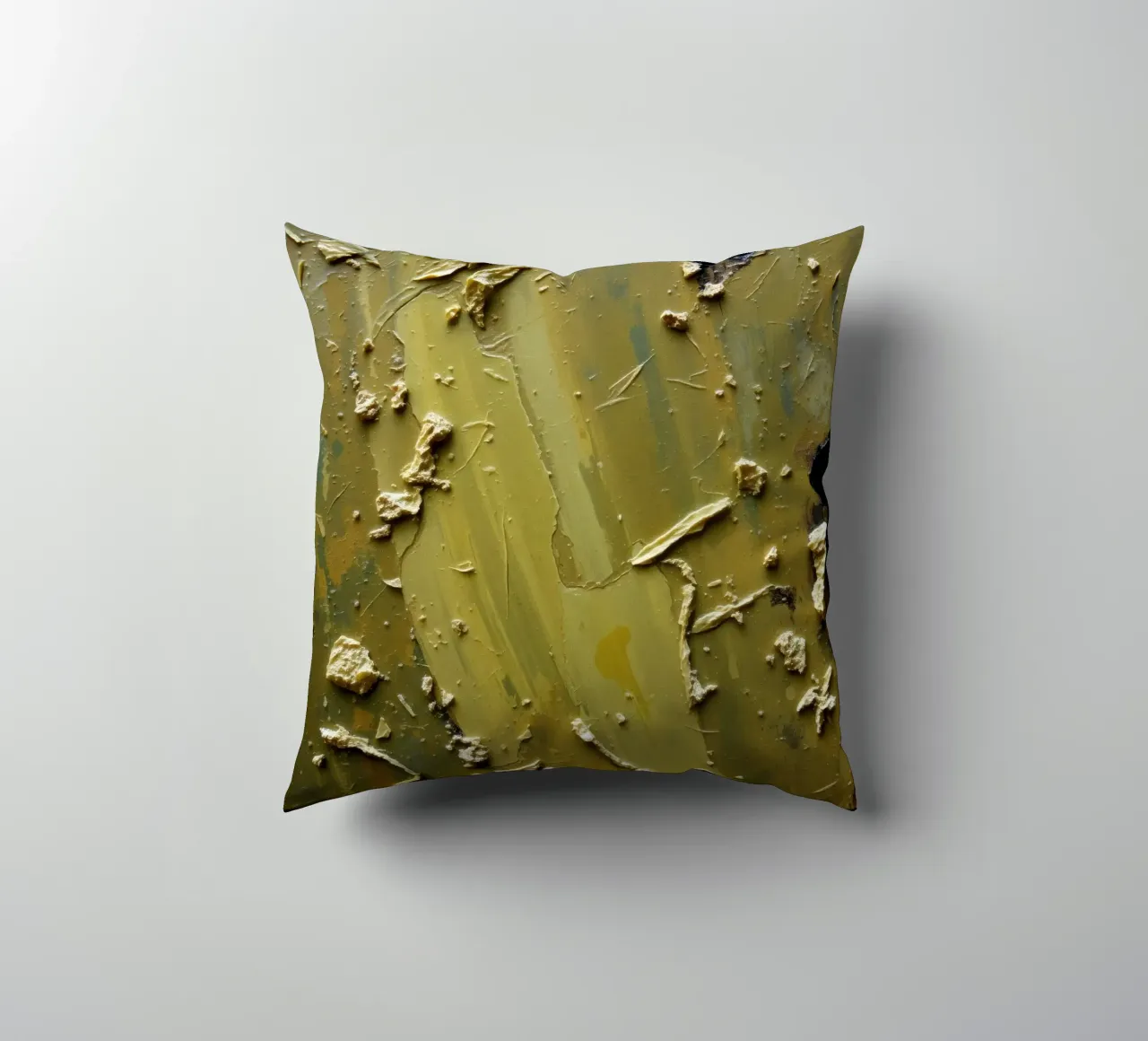 Unique abstract painting featuring textured surface decorative cushion by DesignDoodle