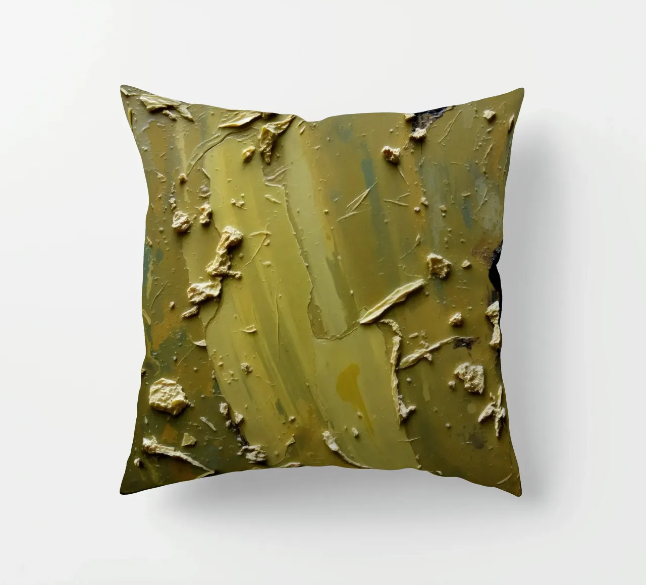 Unique abstract painting featuring textured surface decorative cushion by DesignDoodle