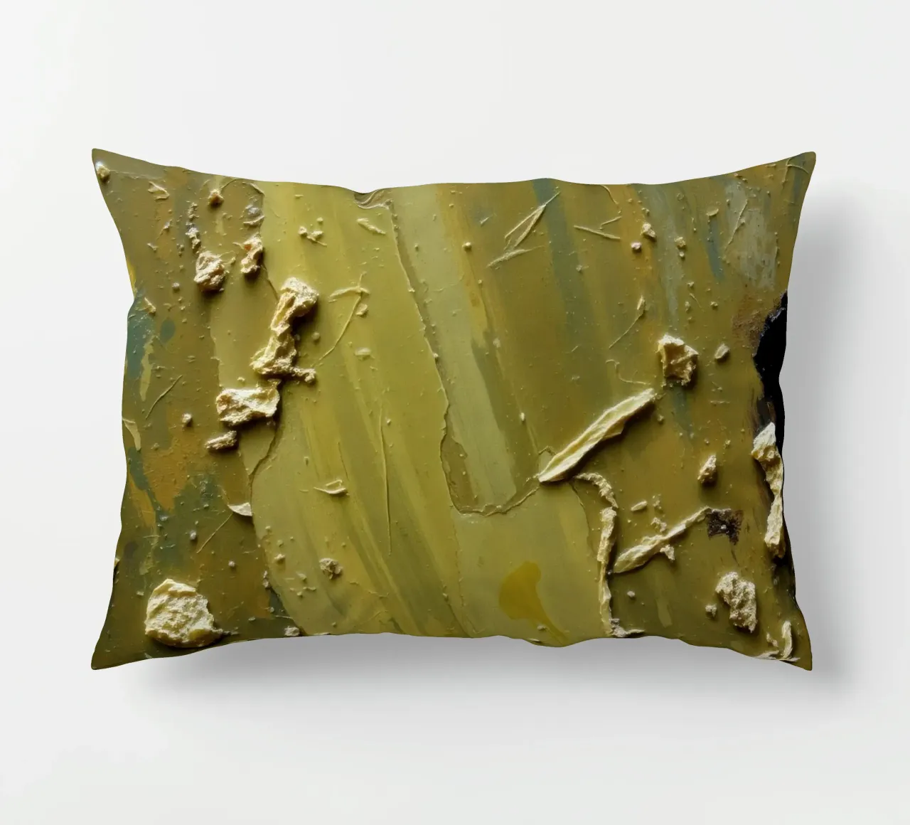 Unique abstract painting featuring textured surface decorative cushion by DesignDoodle