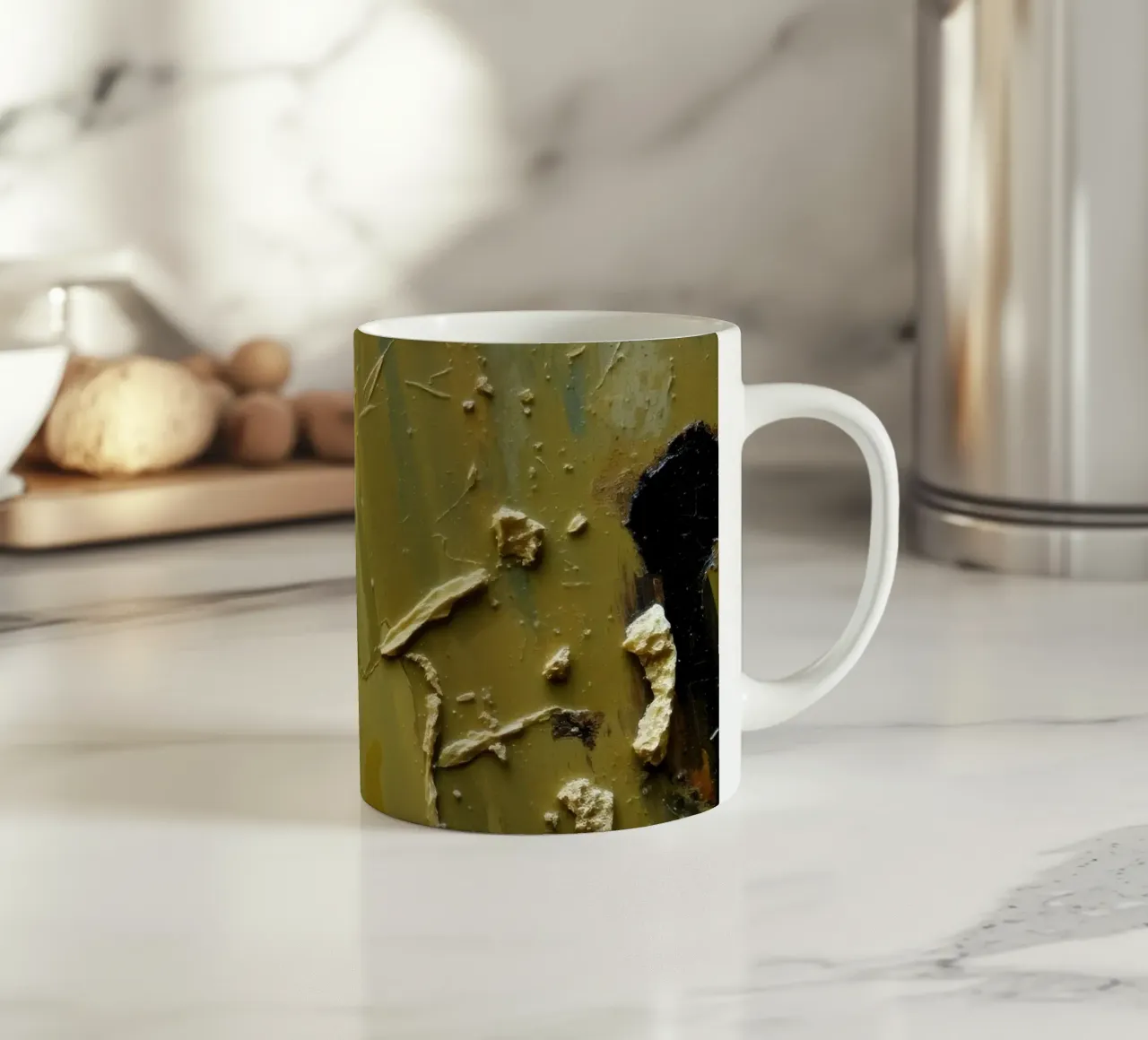 Uniek abstract schilderij met getextureerd oppervlak keramische mok van DesignDoodle