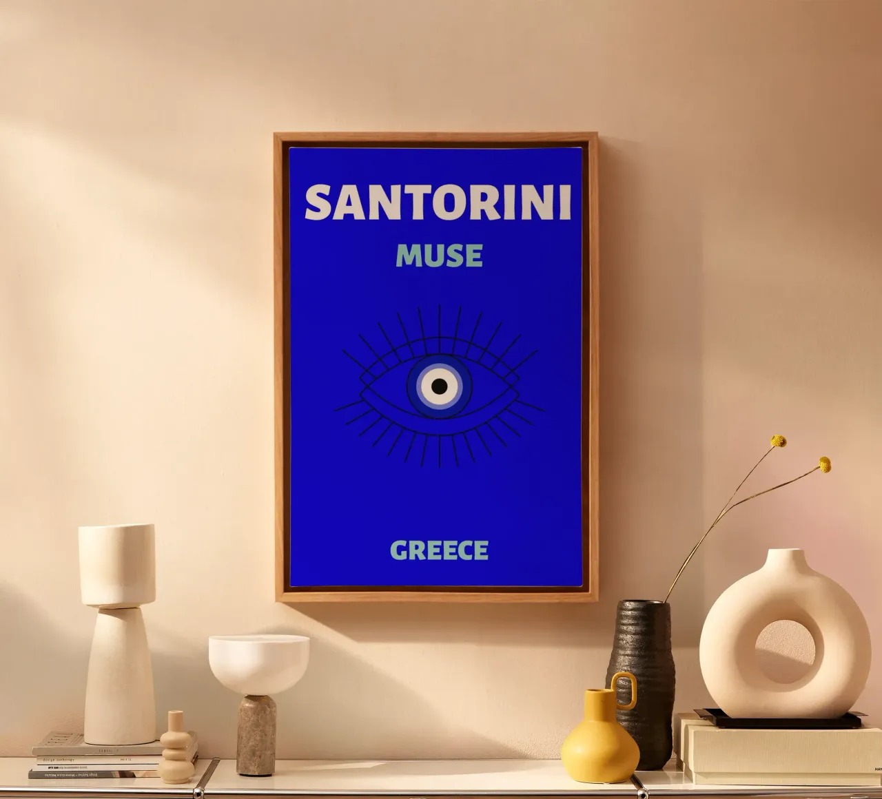 Boze Oog Psychedelische Pop Art Mystieke Beschermende Amulet canvas met Baklijst van NorwesClub