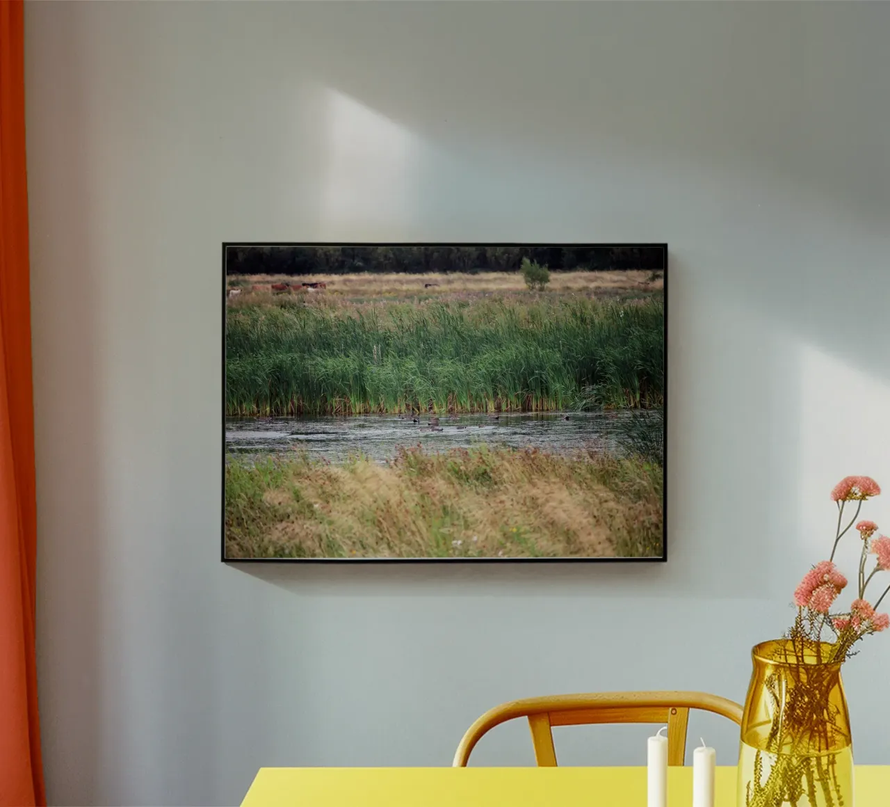 Paesaggio umido con canne e anatre plexiglass da Jack C Photography