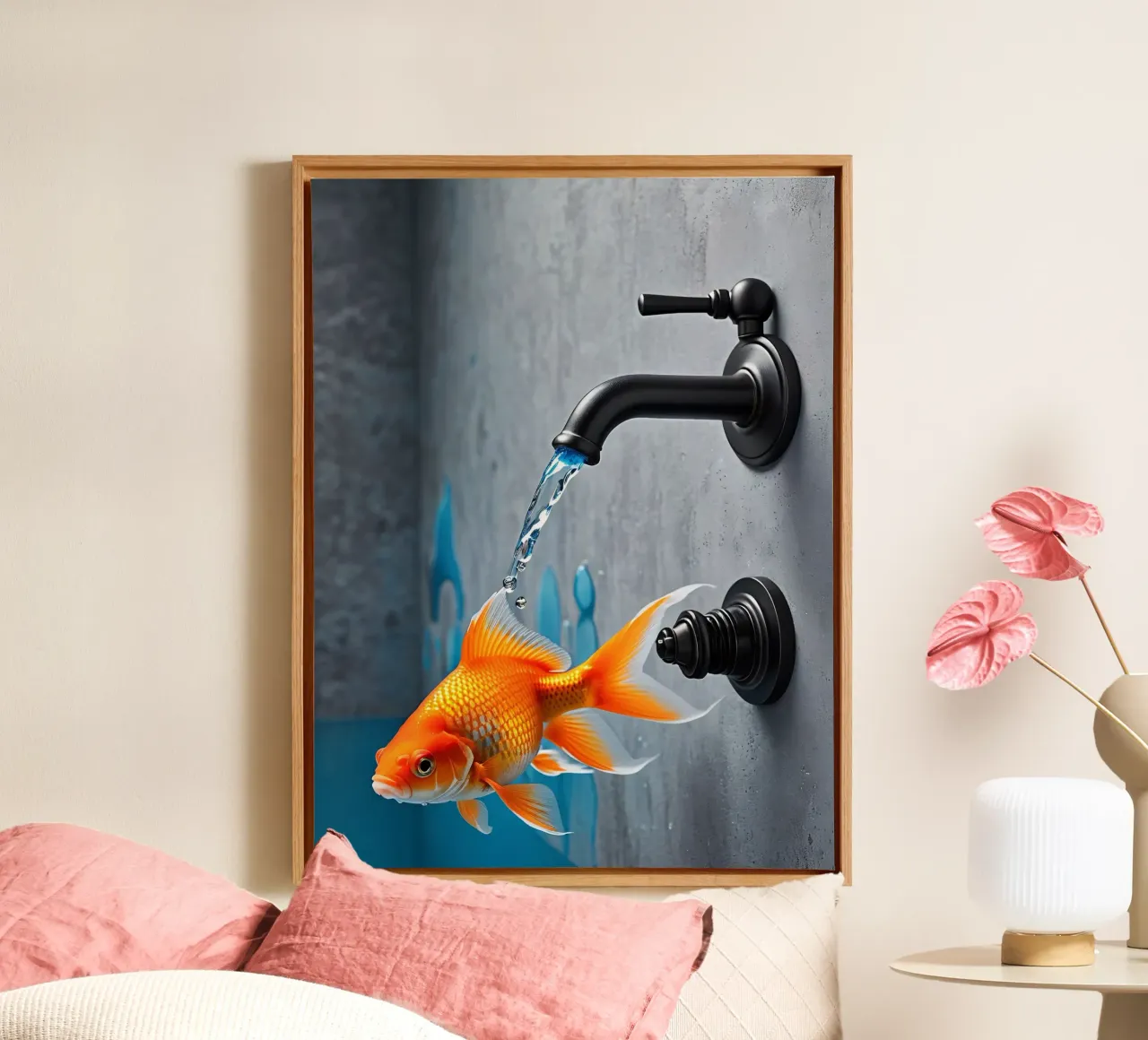 Goldfisch Groß canvas met Baklijst van kosinsart.gallery