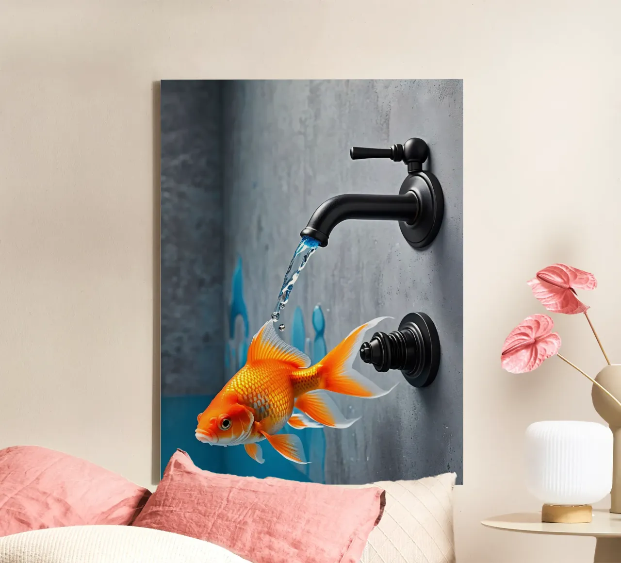 Goldfisch Groß canvas met Baklijst van kosinsart.gallery