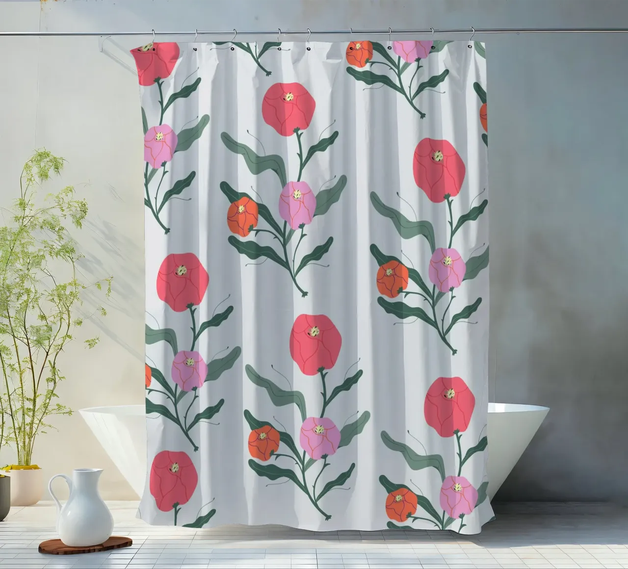 Poeony Pattern tenda da doccia da Silvie Illustration