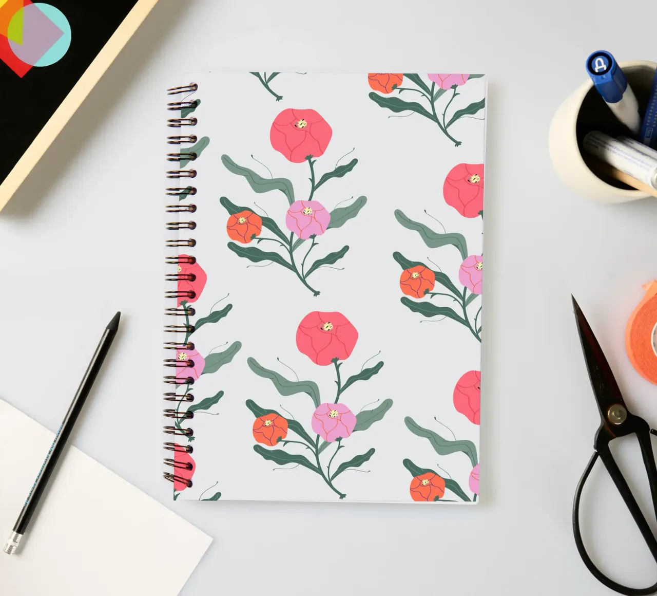 Poeony Pattern spiral notebook by Silvie Illustration