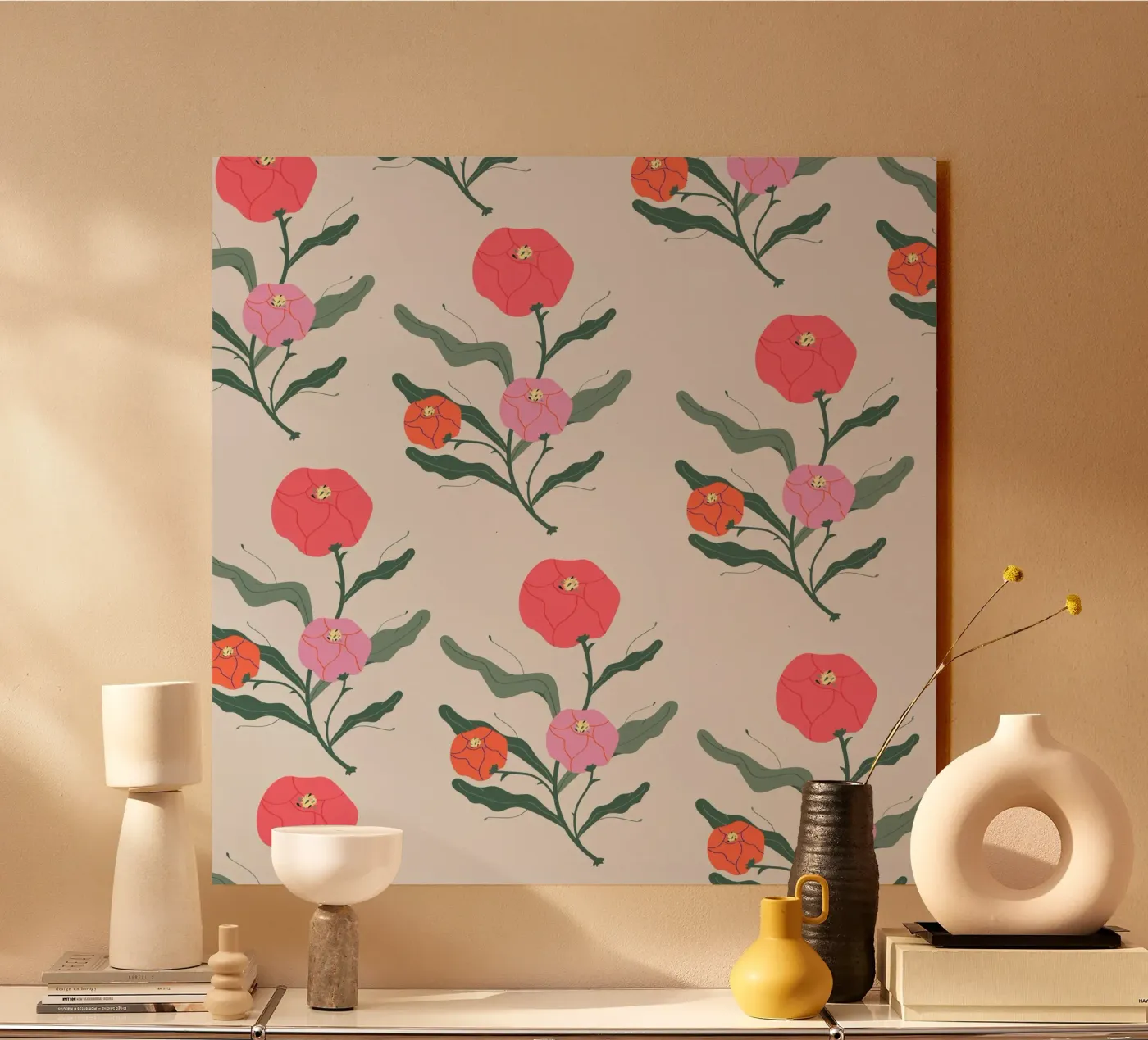 Poeony Pattern alluminio dibond da Silvie Illustration