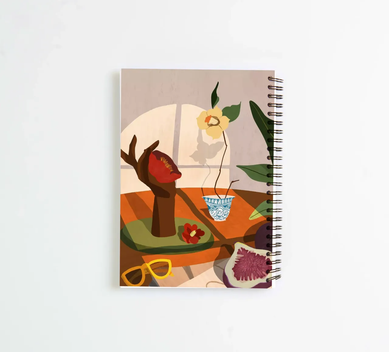 Fig & Camelia spiral notebook by Arty Guava