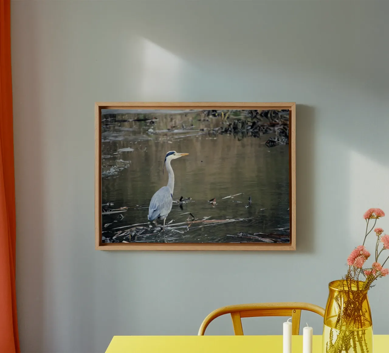 Heron Searching for Fish in a Pond canvas by Jack C Photography
