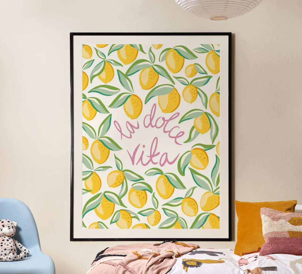 La dolce vita pink typography with lemons hahnemühle by Vivdesign