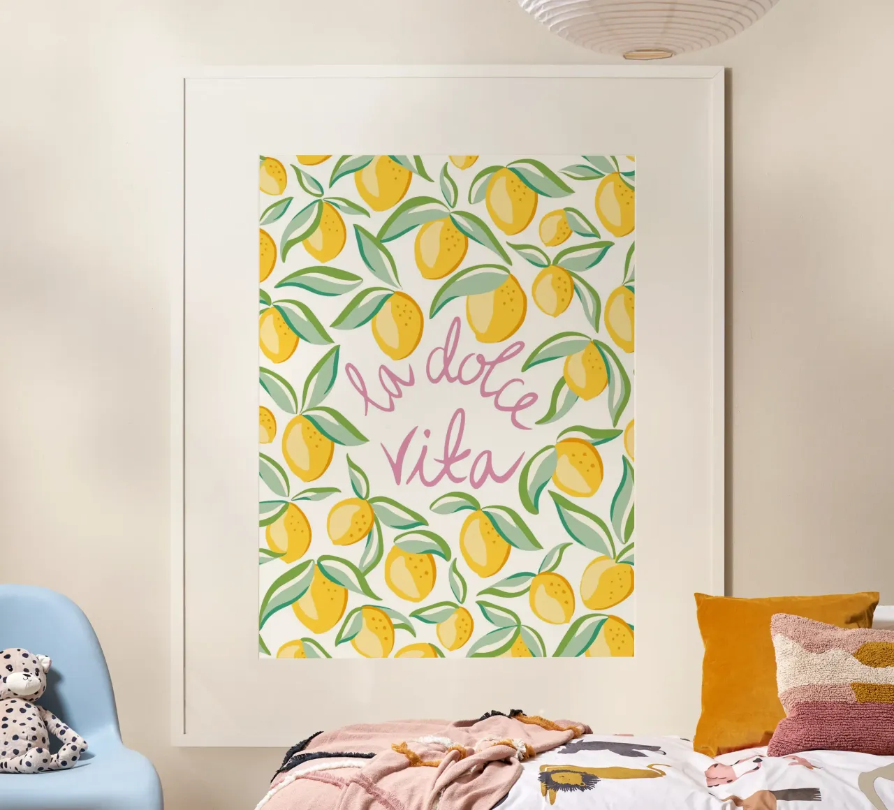 La dolce vita pink typography with lemons hahnemühle by Vivdesign