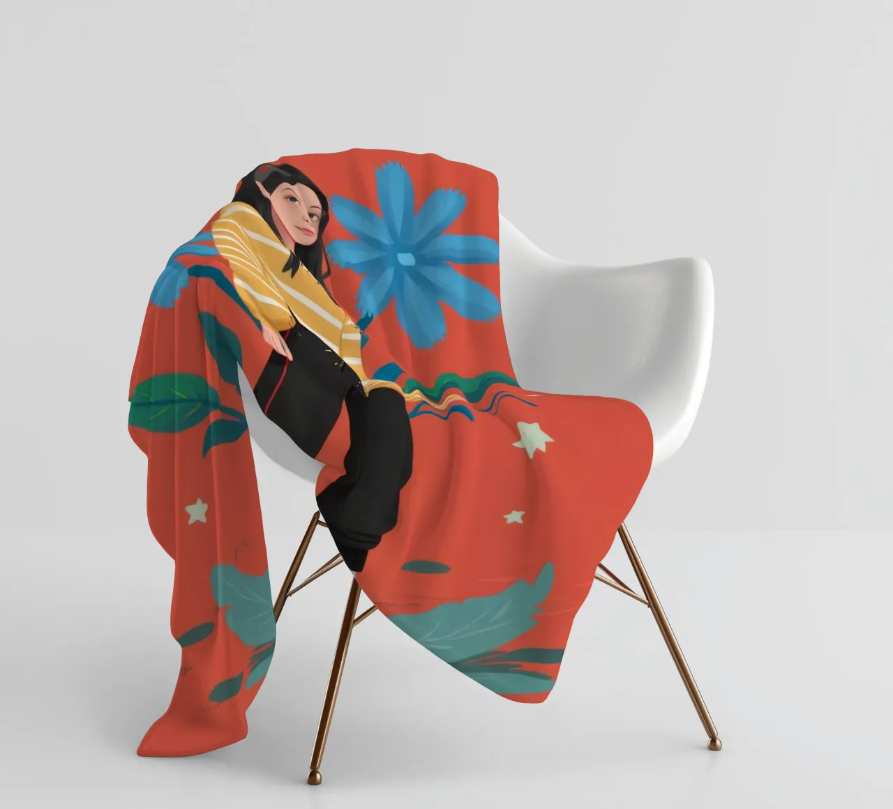 Bold Floral Stance fleece blanket by Ivory Frame