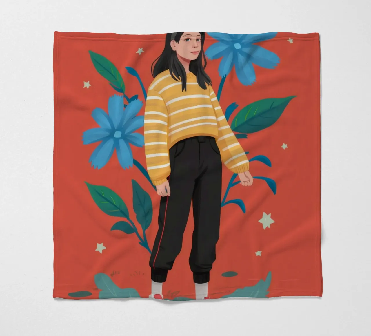 Bold Floral Stance fleece blanket by Ivory Frame