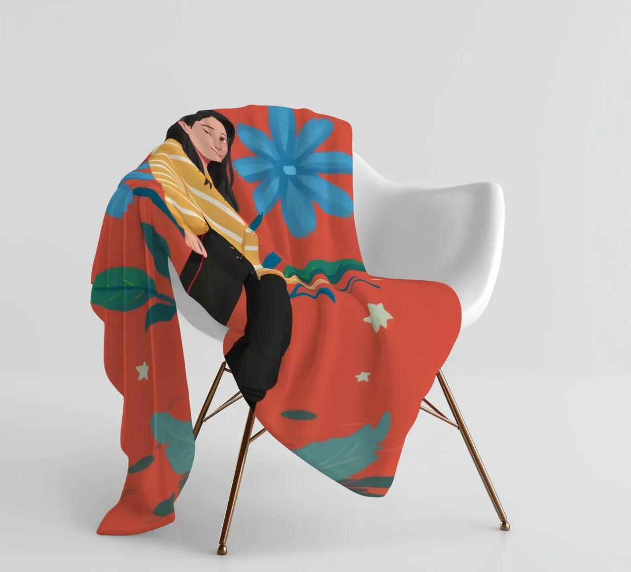 Bold Floral Stance fleece blanket by Ivory Frame