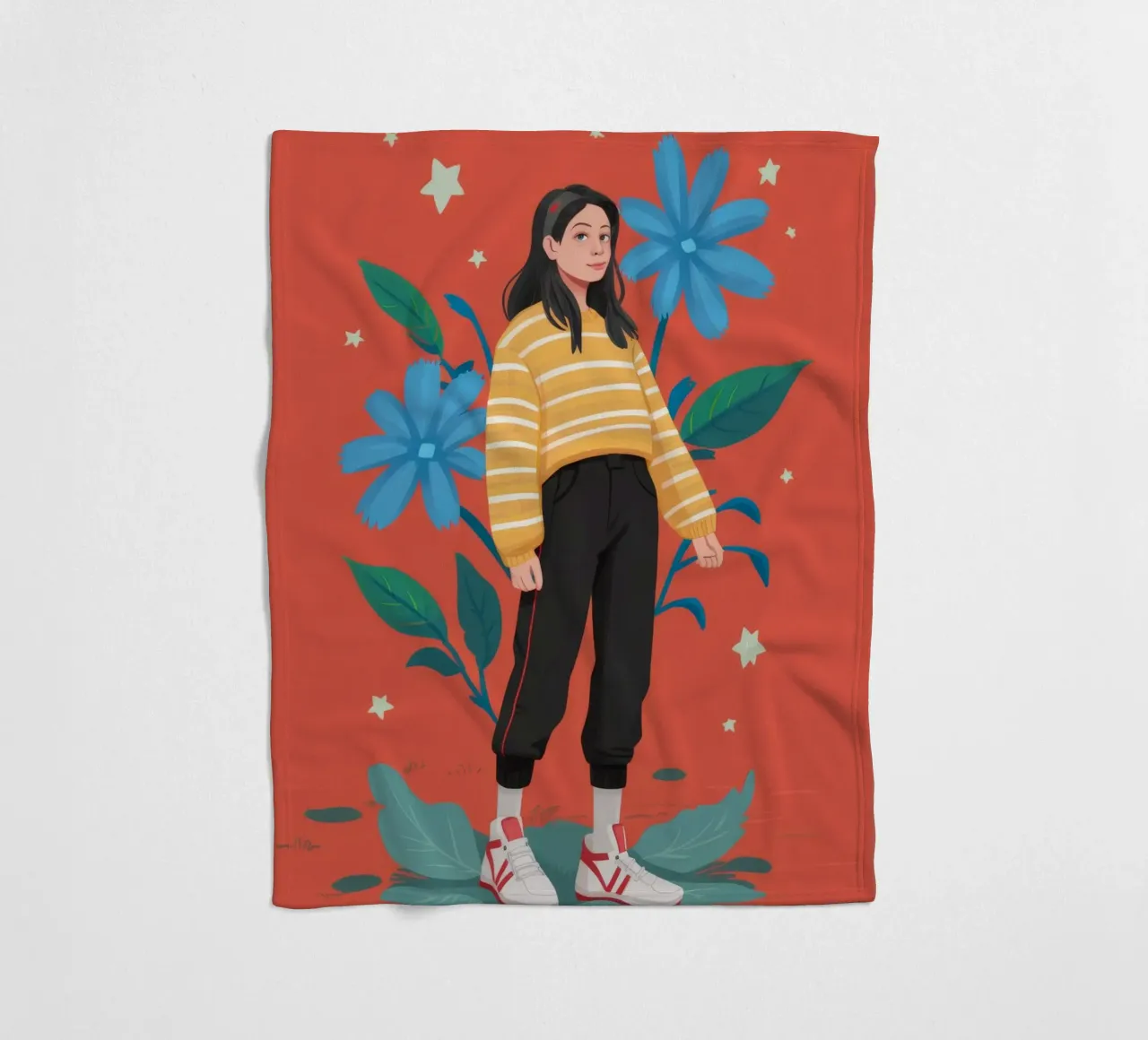 Bold Floral Stance fleece blanket by Ivory Frame