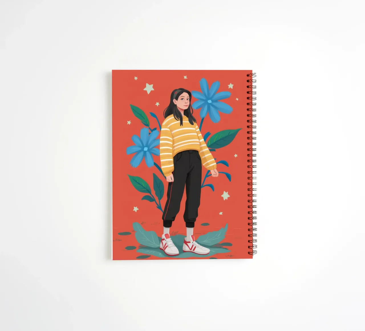 Atrevida postura floral cuaderno de espiral de Ivory Frame