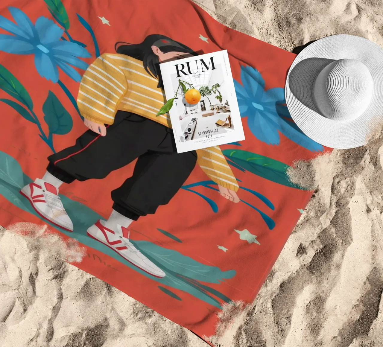 Bold Floral Stance beach towel by Ivory Frame