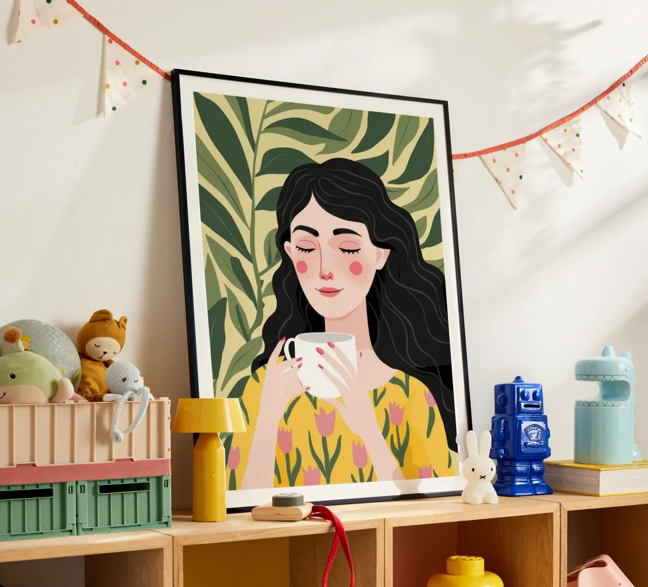Tè tropicale della beatitudine poster con telaio in plastica da Ivory Frame