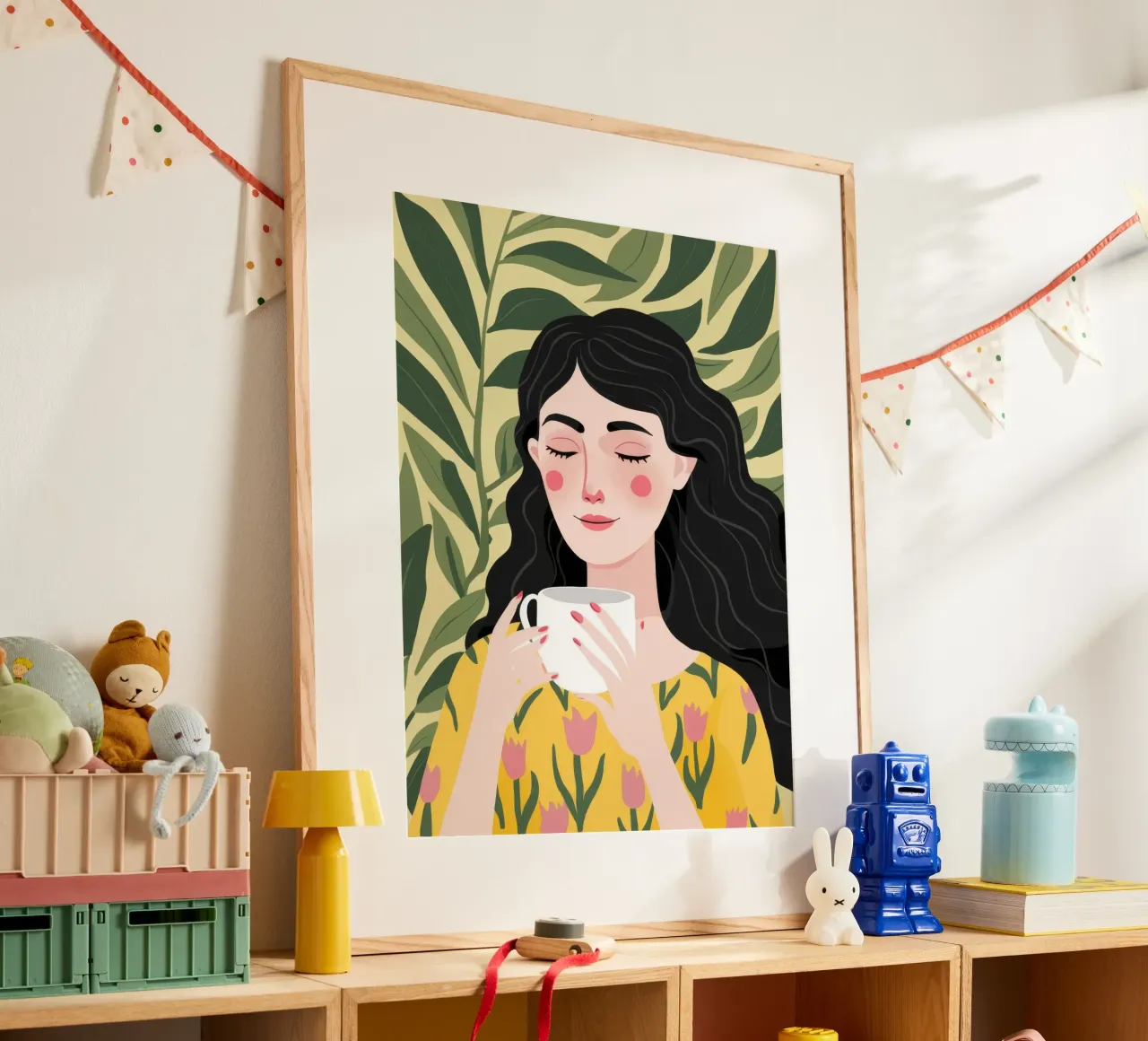 Tè tropicale della beatitudine poster con telaio in plastica da Ivory Frame