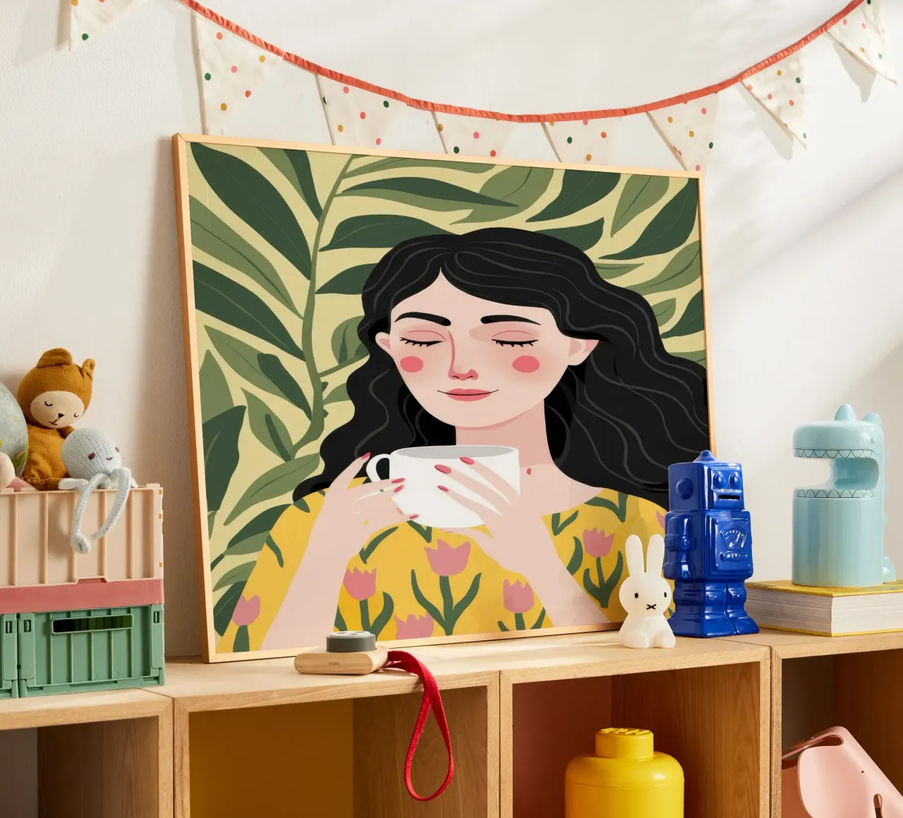 Tè tropicale della beatitudine poster con telaio in plastica da Ivory Frame