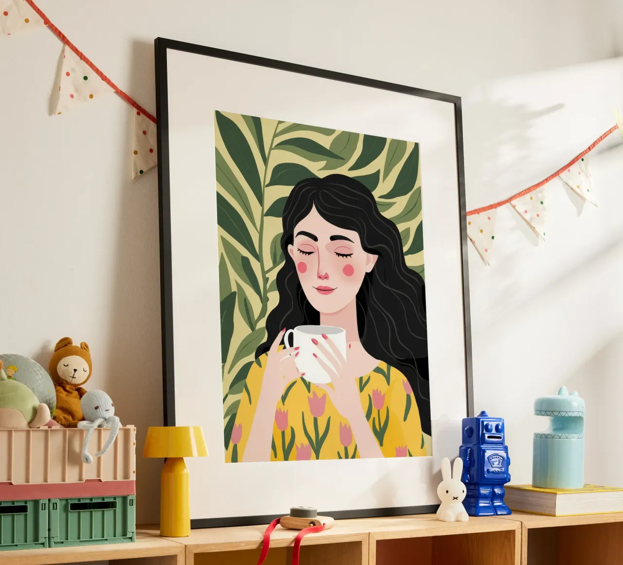 Tè tropicale della beatitudine poster con telaio in plastica da Ivory Frame