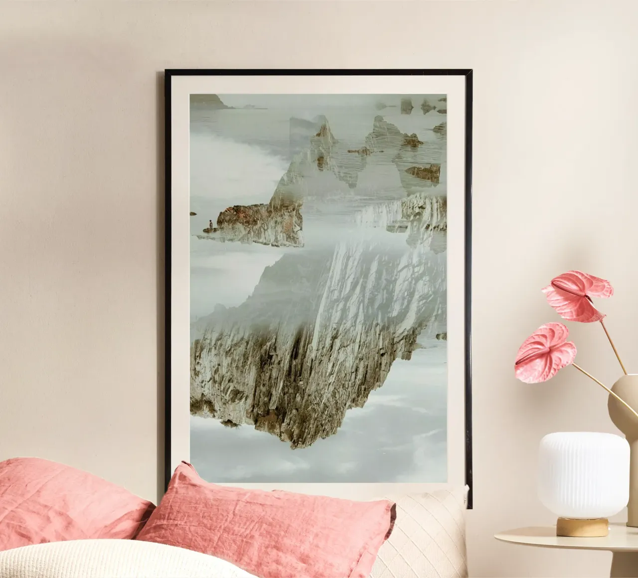 Rocks in Reflection poster con telaio in alluminio da METROPOLIS