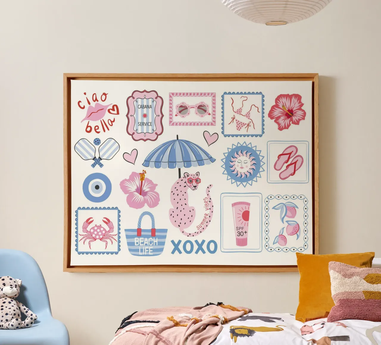 Whimsical summer beach vibes collage toile de Vivdesign
