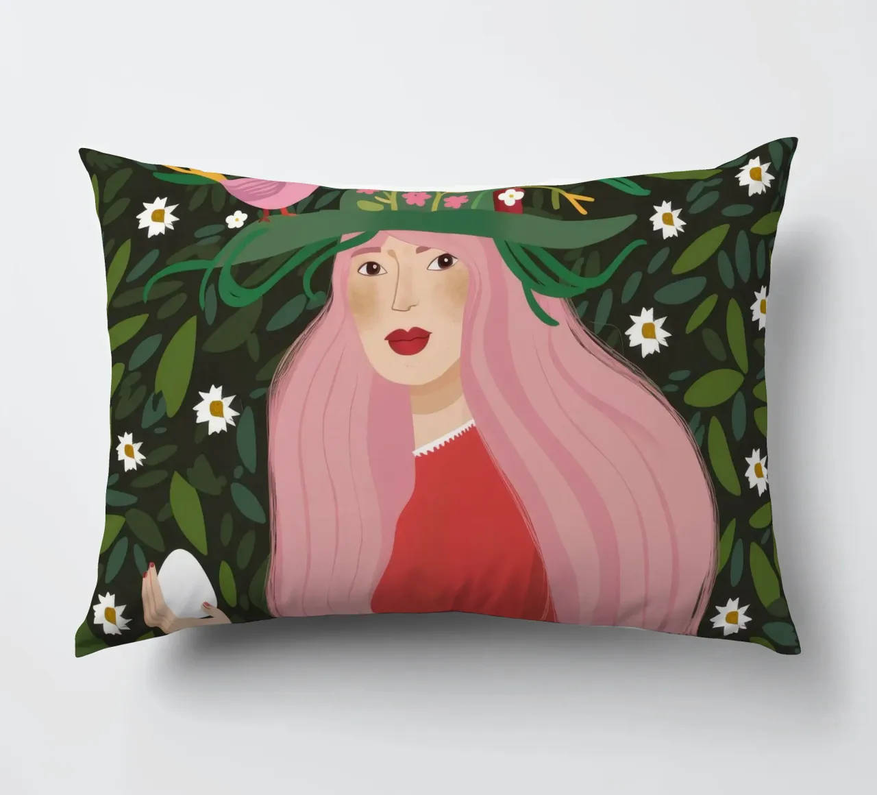 Fanciulla della foresta incantata cuscino da Ivory Frame